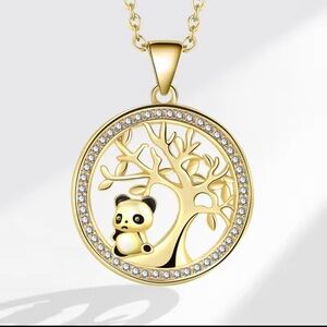 Charming Gold Panda Tree Necklace
